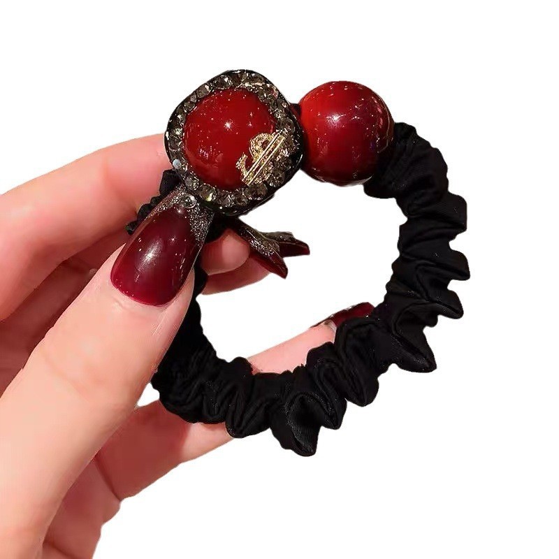 $-실버 그레이 라인스톤 머리끈