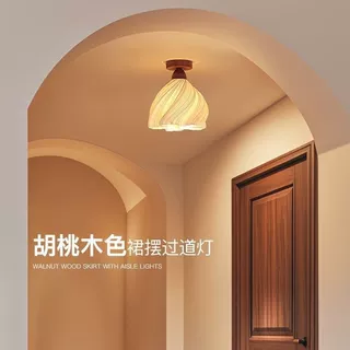 胡桃木法式奶油裙摆入户玄关走廊过道灯护眼阳台吸顶灯中古浪漫灯