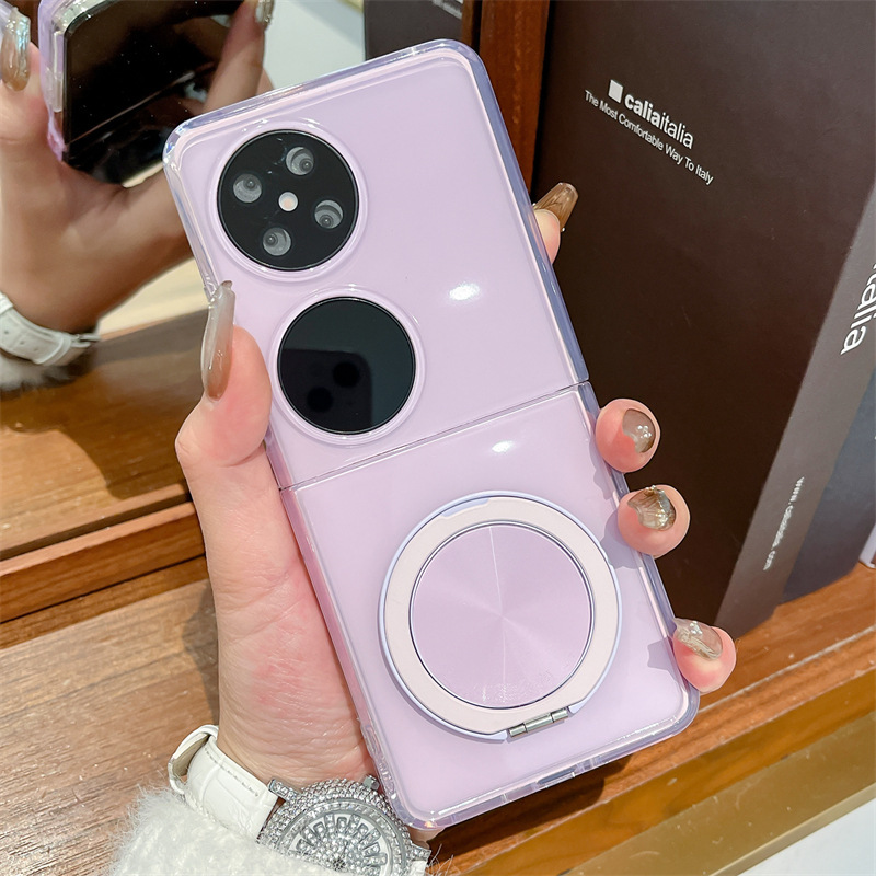 適用華為ポケット2携帯ケース純色pocketS折り畳みスクリーン円形スタンド手綱女性保護カバー|undefined