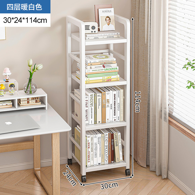 Estante de estantería de piso de múltiples capas de almacenamiento de hierro de costura estrecha estante del hogar escritorio móvil simple pequeña estantería