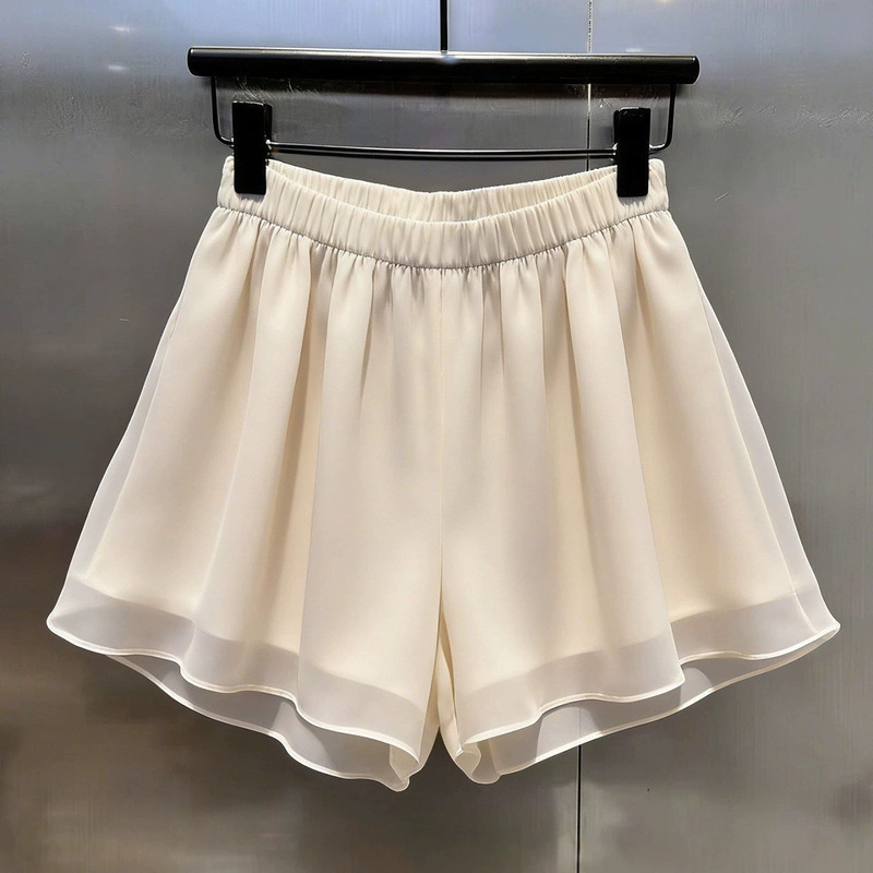 Chiffon Casual Shorts for Women, Summer Thin Style 2026 New High-Waisted A-Line Slimming Wide-Leg Shorts for Petite Figures