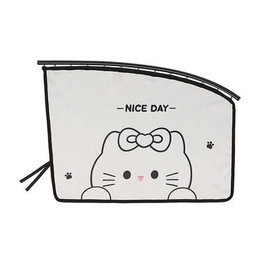 Cartoon Car Sunshade Curtain Sun | Car curtains - embedded-bow-cat-curtain-driver-beige