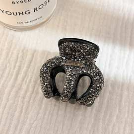 韩版奢华黑色满钻南瓜抓夹中号发夹后脑勺丸子头高马尾固定神器