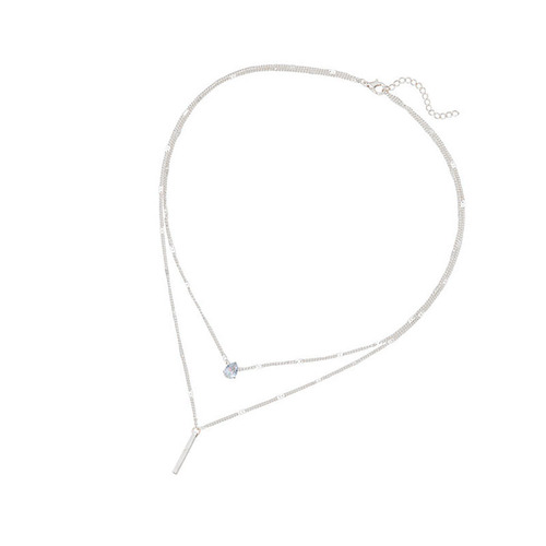 Personal Fashion Double Layer Stackable Droplet Shaped Diamond Pendant Necklace Set of Two, European and American Cross-Border New Product