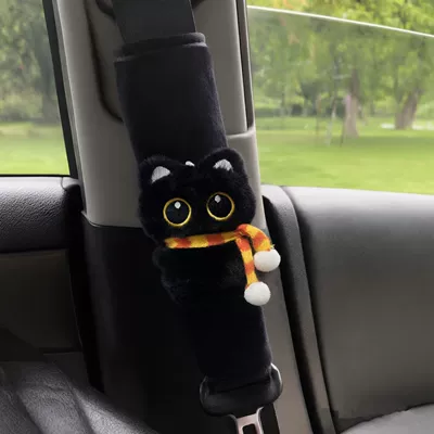 Sürətlər qutusu və əl tormozu başlıqları: Cover Car Ornaments Decorative Supplies - little-black-cat-shoulder-pad-yellow-and-red-scarf-single