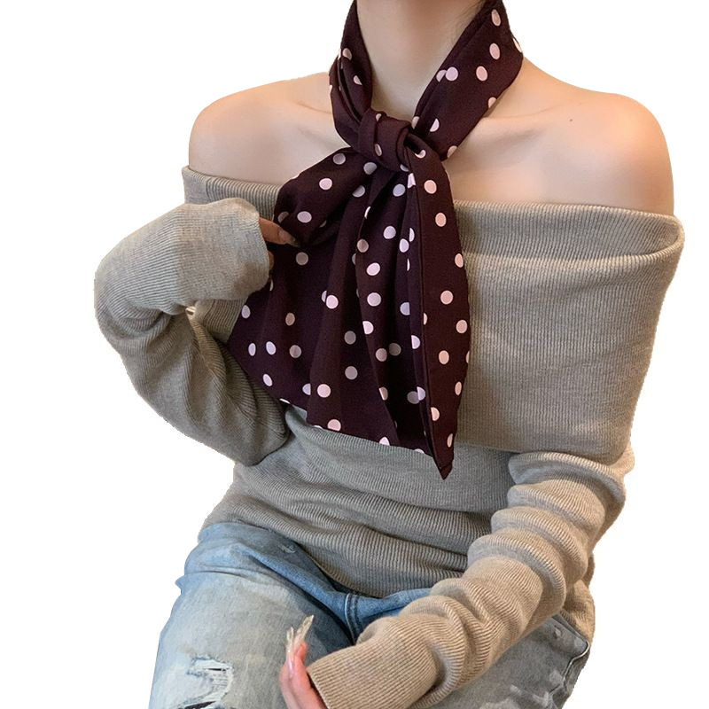 Wavepoint bufandas de seda larga alta sensación francesa retro primavera y otoño decoración de moda bufandas de cuello correa de cabello turbante