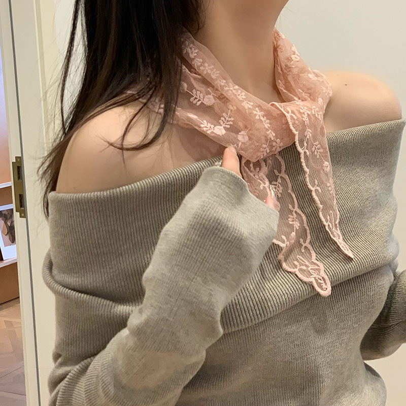 Bufandas de seda de alta calidad, bufandas de cuello, bufandas de seda de lujo ligeras, bufandas de cabello de encaje de alta calidad, bufandas triangulares