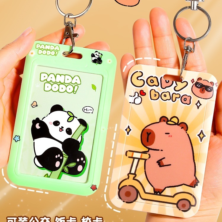 Kapibala オールインワン ストラップ カードホルダー かわいい バスカード 保護カバー 学生 食事カード キャンパス アクセスカード ブランド|undefined