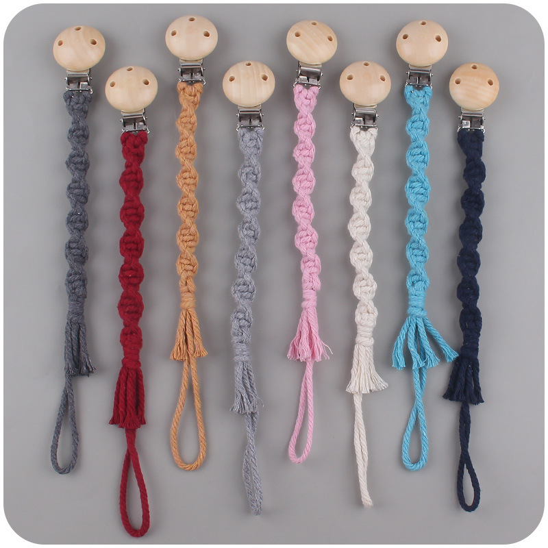 Bebé suministros hemu pezón clip pezón cuerda creativa DIY bebé tejido a mano cuerda de algodón cadena de pezón