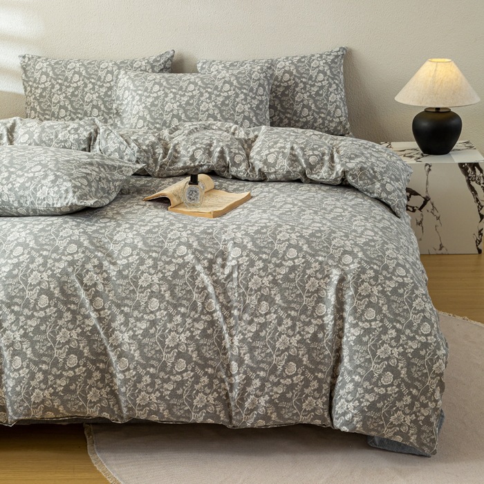 A clase de bebé dormir desnudo engrosado alto gramo de peso original lino impresión de estilo vintage cuatro piezas conjunto de ropa de cama jacquard simple
