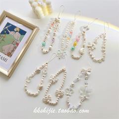 DIY Handmade Pearl Necklace Universal for All Phone Cases Anti-Fall Anti-Loss Short Lanyard Beads Wrist Hand-Held Decor