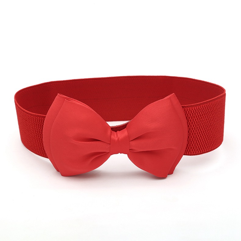 Retro Simple Style Solid Color Bow Knot Alloy Elastic Band Women's Woven Belts display picture 9