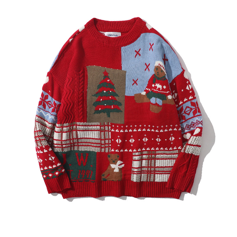 Suéter de Punto Jacquard para Hombre de Poliéster Térmico para Navidad