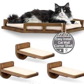 猫窗栖，猫吊床，猫窗床，木猫架，极简主义宠物家具