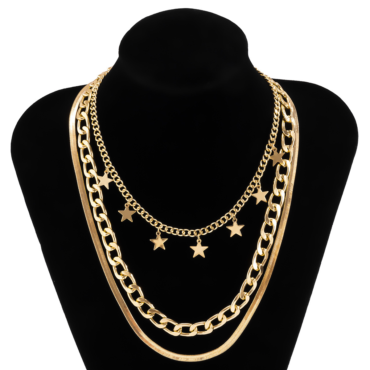 Hip Hop Snake-shaped Star Bone Chain Necklace display picture 5