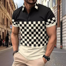 2024亚马逊速卖通夏季休闲男士polo衫3D打印透气时尚polo衫上衣工
