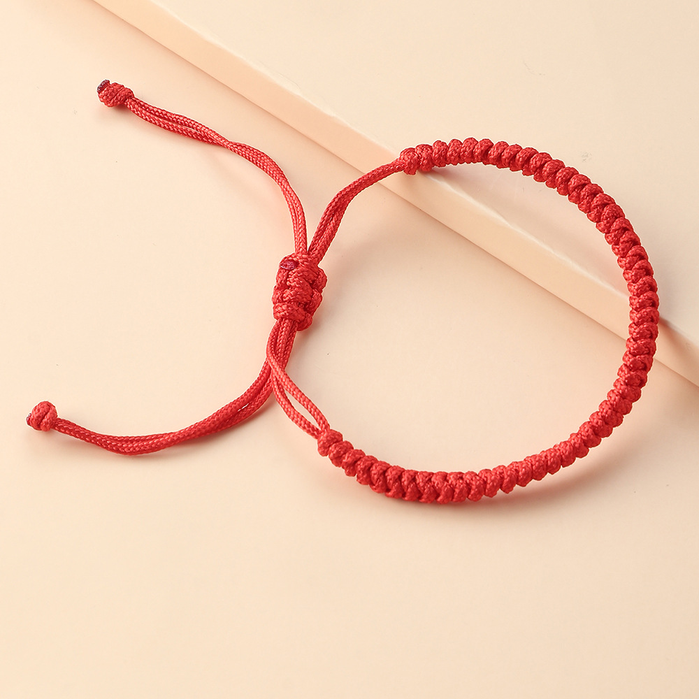 Fashion Simple Red Rope Solid Color Adjustable Bracelet display picture 5