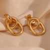 Small golden earrings stainless steel, European style, 750 sample gold, french style