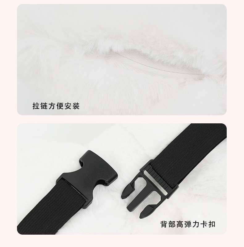 Blue Rain Plush Car Headrest Lumbar Support Bowknot Car Neck Pillow Cushion Simple Comfortable Soft Car Cushion