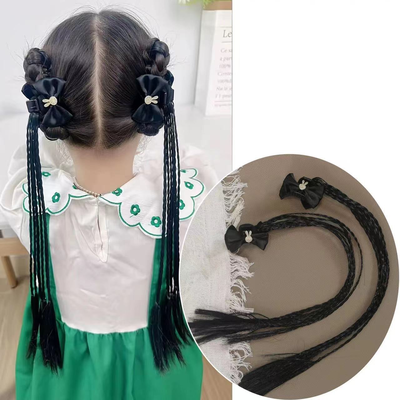 Niños de Año Nuevo mariposa bordilla clips de pelo estilo chino trenzado cadena de pelo bebé clips niñas festejos de Año Nuevo clip de pelo adornamiento