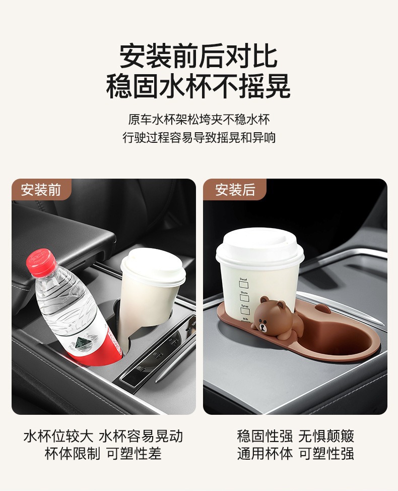 Car Water Cup Holder Suitable for Tesla Model 3/Y Accessories, Car Center Console Water Cup Mat Fixed Limiter