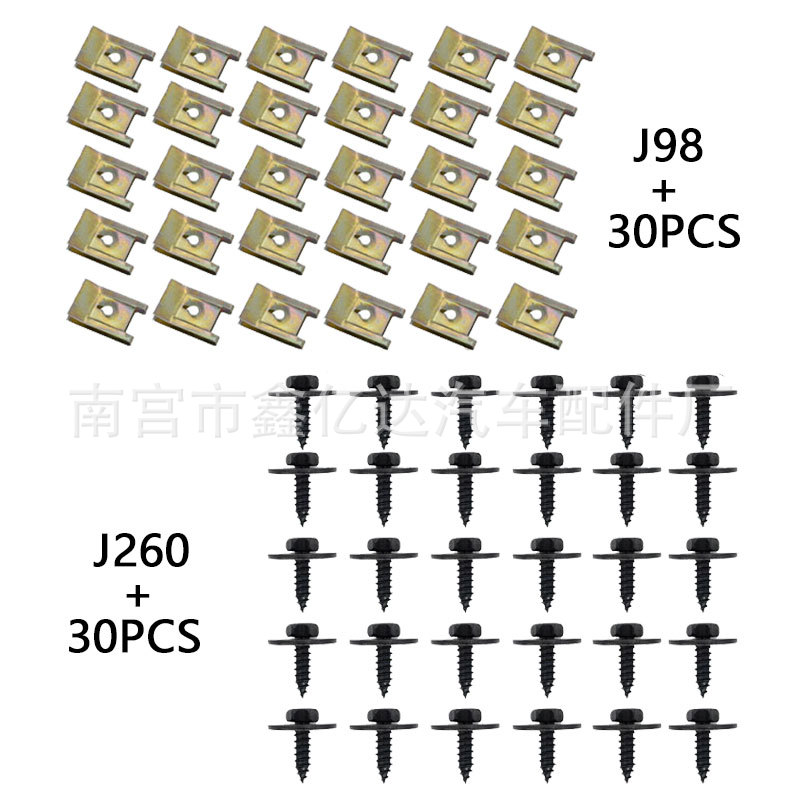 Tornillos autorroscantes de cabeza hexagonal con revestimiento de zinc negro J98+J260, adecuados para la fijación de hebillas de cables rápidos en automóviles Mercedes-Benz.