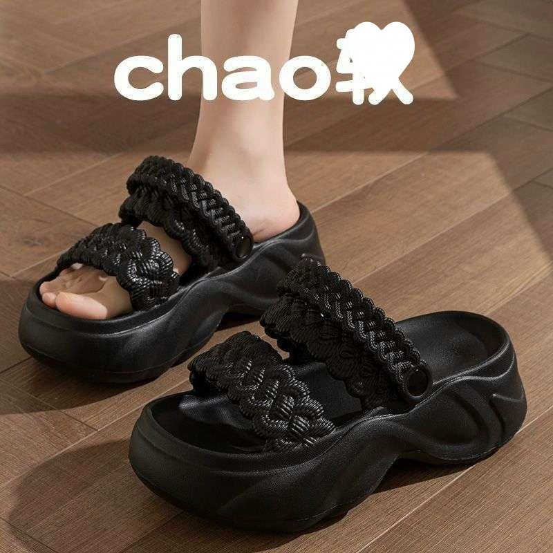 Цельные сандалии, женские тапочки, летний нишевый горячий стиль, модная верхняя одежда в корейском стиле, домашние неприятные ноги, нескользящая поверхность.