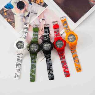 Outdoor Camouflage Multifunctional Electronic Watch Ins Trendy Sports Student Waterproof Luminous Alarm Clock Men's Watch