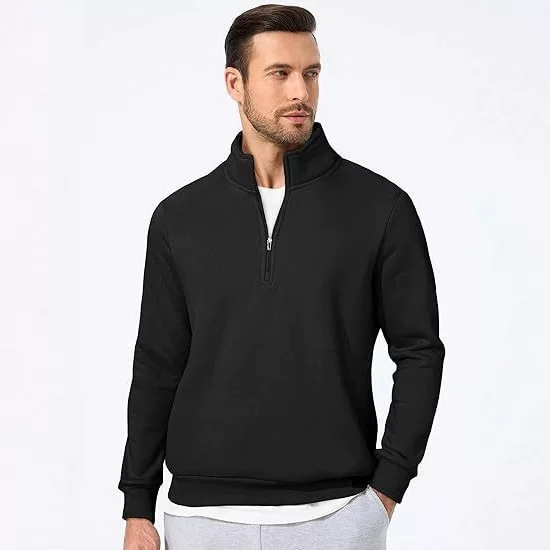 Men's Clothing, Men's Zip-Up Stand-Up Collar Sweatshirt, Casual Long-Sleeved Men's Spring and Autumn Tops, Cross-Border Men's Clothing