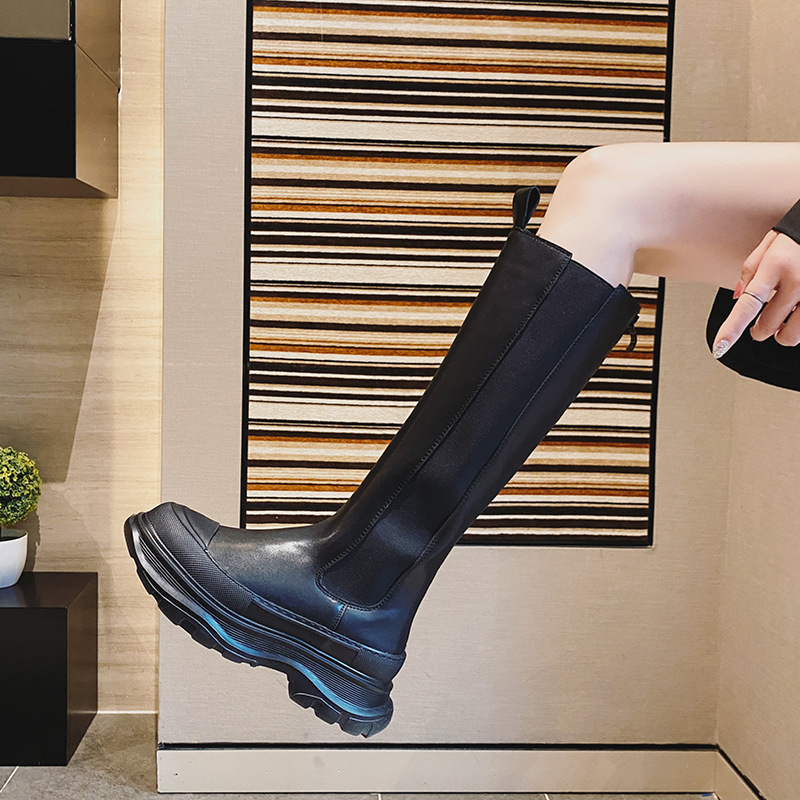 2021 autumn and winter New Martin boots thick-soled cigarette Boots Boots women's velvet knee-high net red knee-high boots