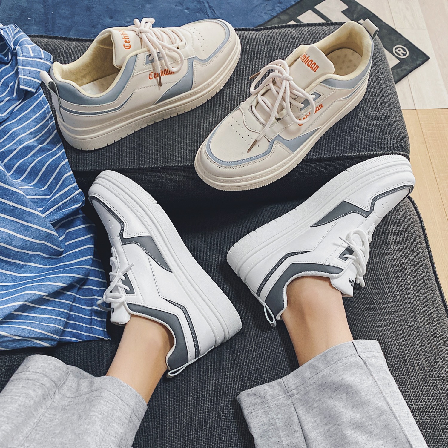 Zapatos de los hombres 2023 zapatos blancos de moda Coreana de moda casual de primavera y verano zapatos blancos de los hombres Zapatos del tablero de los deportes