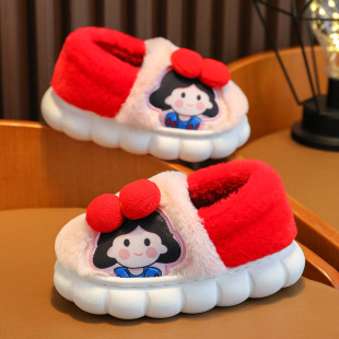 Children's Cotton Slippers Little Girl Cartoon Cute Heel Indoor Home Shoes Winter Warm Non-slip Princess