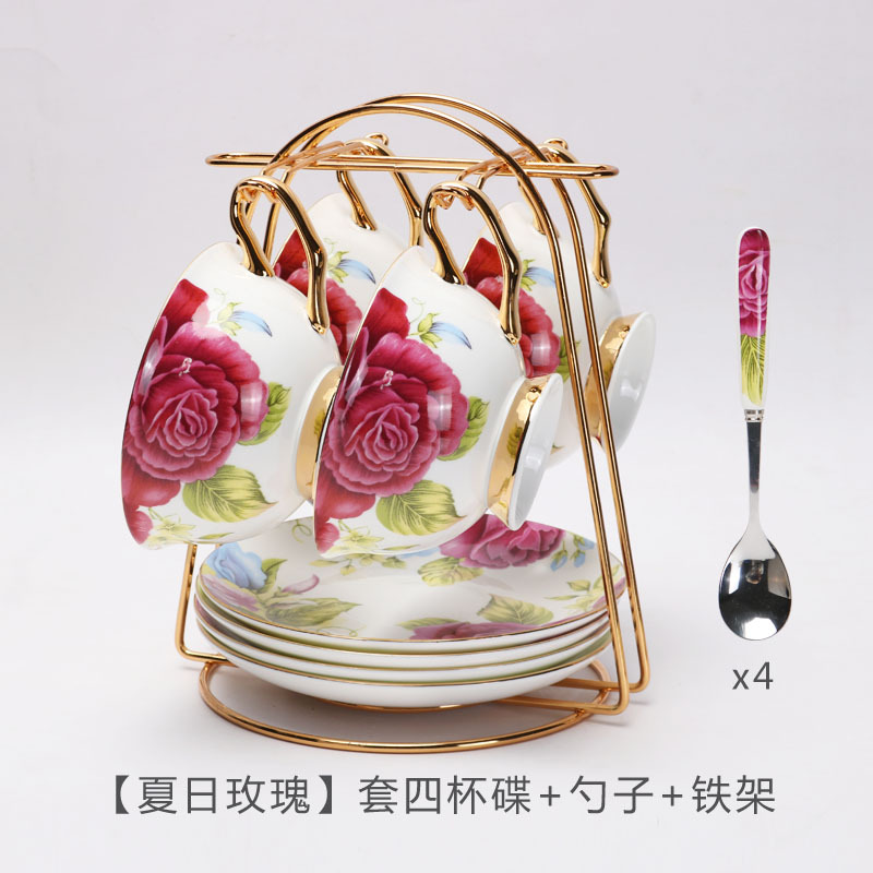 China de hueso de alta apariencia traje de taza de café de estilo europeo Taza de cerámica y platillo británico juego de té de la tarde traje caja de regalo