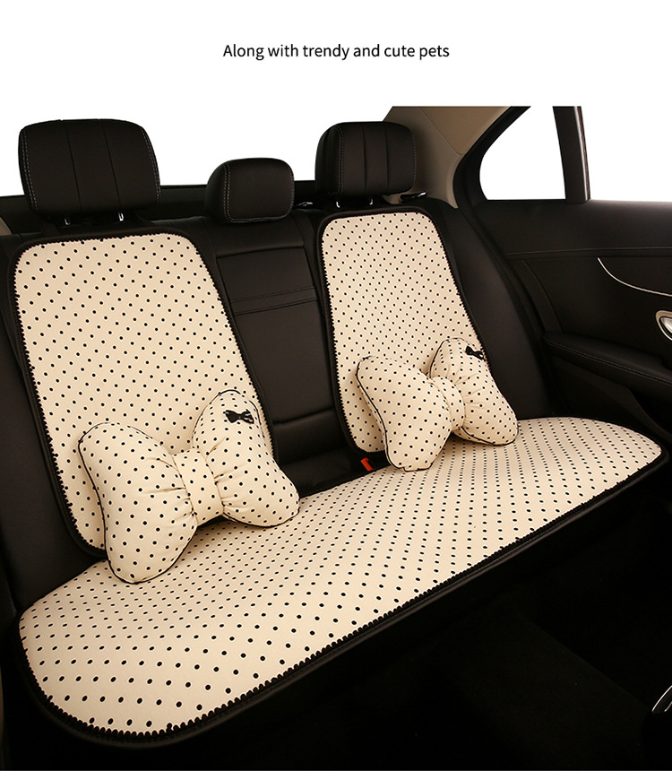 Car Seat Cushion Four Seasons Universal Cute Polka Dot Backrest Seat Cover