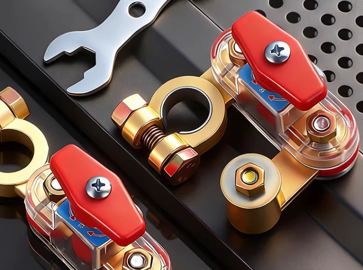 Rotatable Car Battery Power-Off Switch, Universal for Positive and Negative Terminals, New Transparent Crystal Power-Off Switch for Agricultural Vehicles