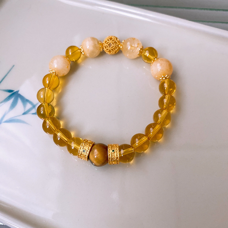 Pulsera de granate de ojo de tigre de cristal natural, nueva pulsera de todo fósforo de estilo nacional de estilo chino, joyería de novia de alta gama de lujo ligero