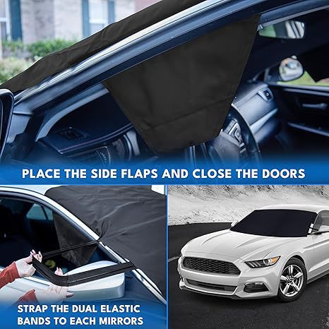 600D Oxford cloth car snow cover for front windshield, anti-snow, anti-freeze, anti-frost, winter car cover, summer sunshade