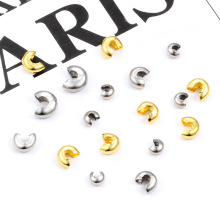 不锈钢月牙扣饰品包扣结尾扣配件diy串珠收尾圆形包扣时尚定位扣