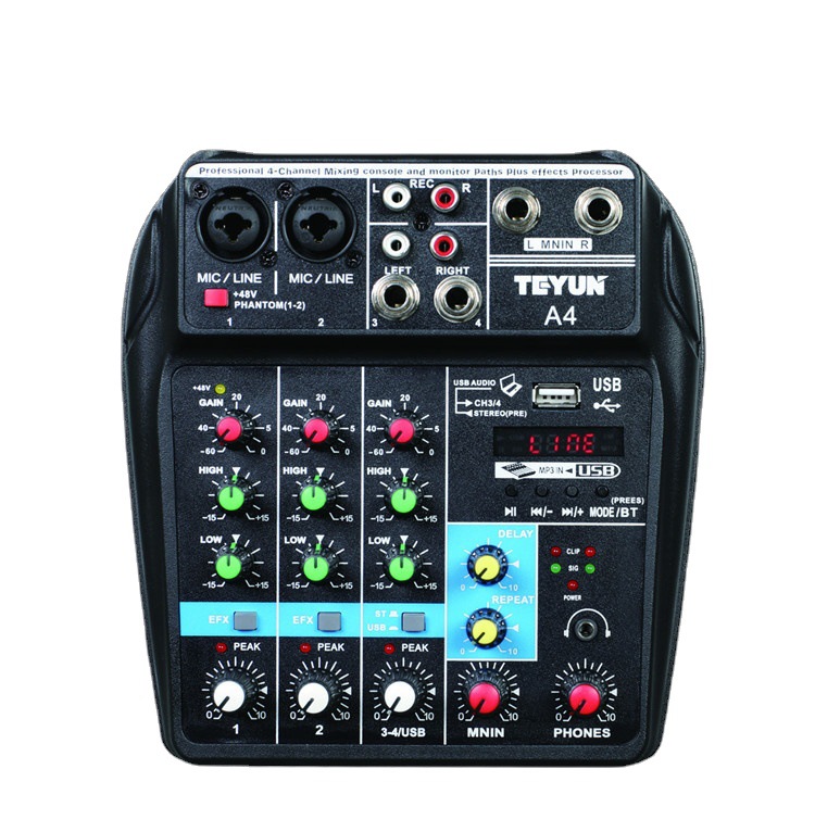 TEYUN特韵A4专业四4路带效果调音台USB家庭 小型 家用会议调控台