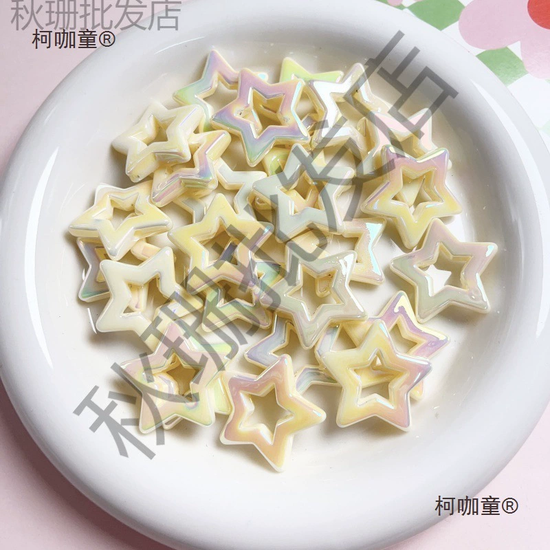 Акриловые светящиеся вырезанные пятиконечные звезды с прямыми отверстиями, свободные бусины, браслет ручной работы, цепочка для мобильного телефона, материал пряжки с Metabo