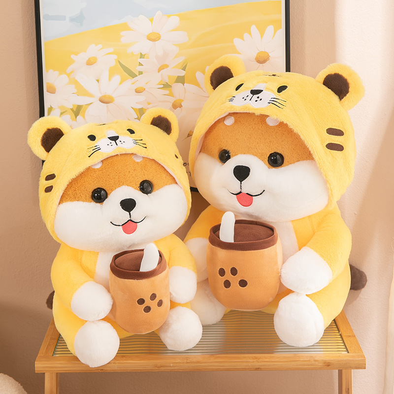 Cute Milk Tea Dog Transformed into a Tiger Plush Toy Doll Corgi Dog Doll Pillow Girl Gift