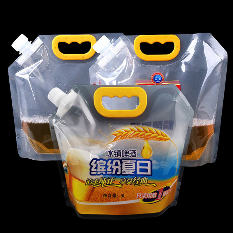 啤酒袋手提袋扎啤鲜啤透明自立液体吸嘴包装袋定制加厚复合分装