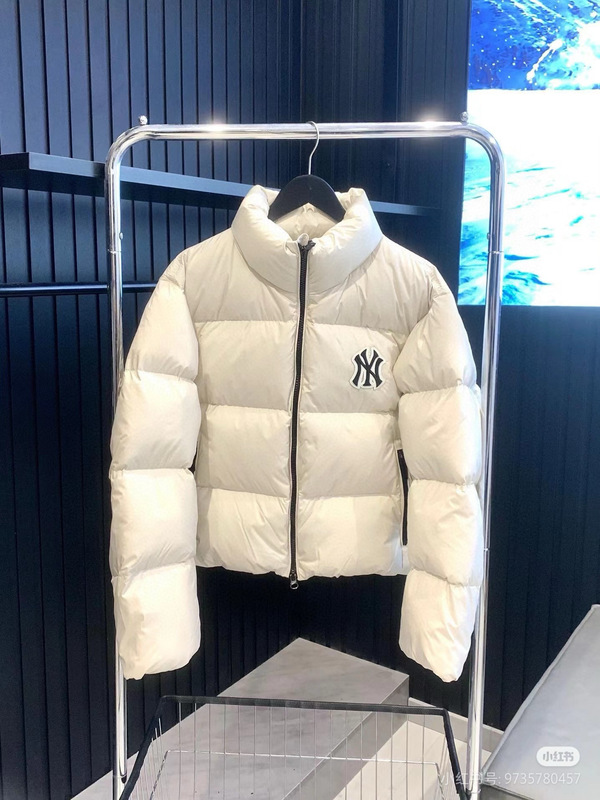 MlB虞书欣短款新款男女情侣款老花保暖圆领羽绒服外套|undefined