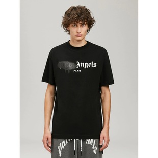 Palm Angels Pa Spray Letter Short-Sleeved Spring and Summer Trendy Brand Men and Women Casual Versatile Loose T-Shirt Trend