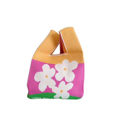 New floral niche design girl's knitted handbag women's one-shoulder knitted fashion versatile personalized casual trendy bag
