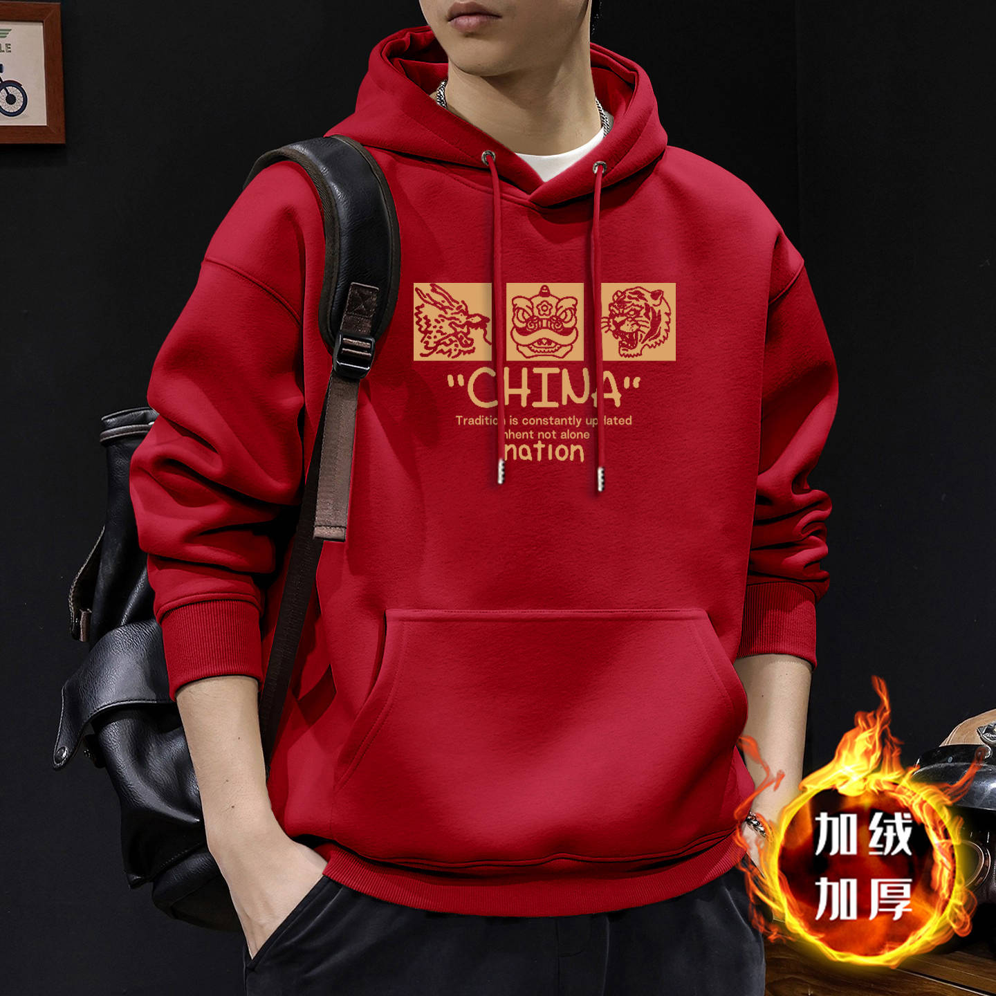 Chaqueta con capuz para hombres primavera y otoño marca de moda americana con chaqueta gruesa de lana de invierno de gran tamaño