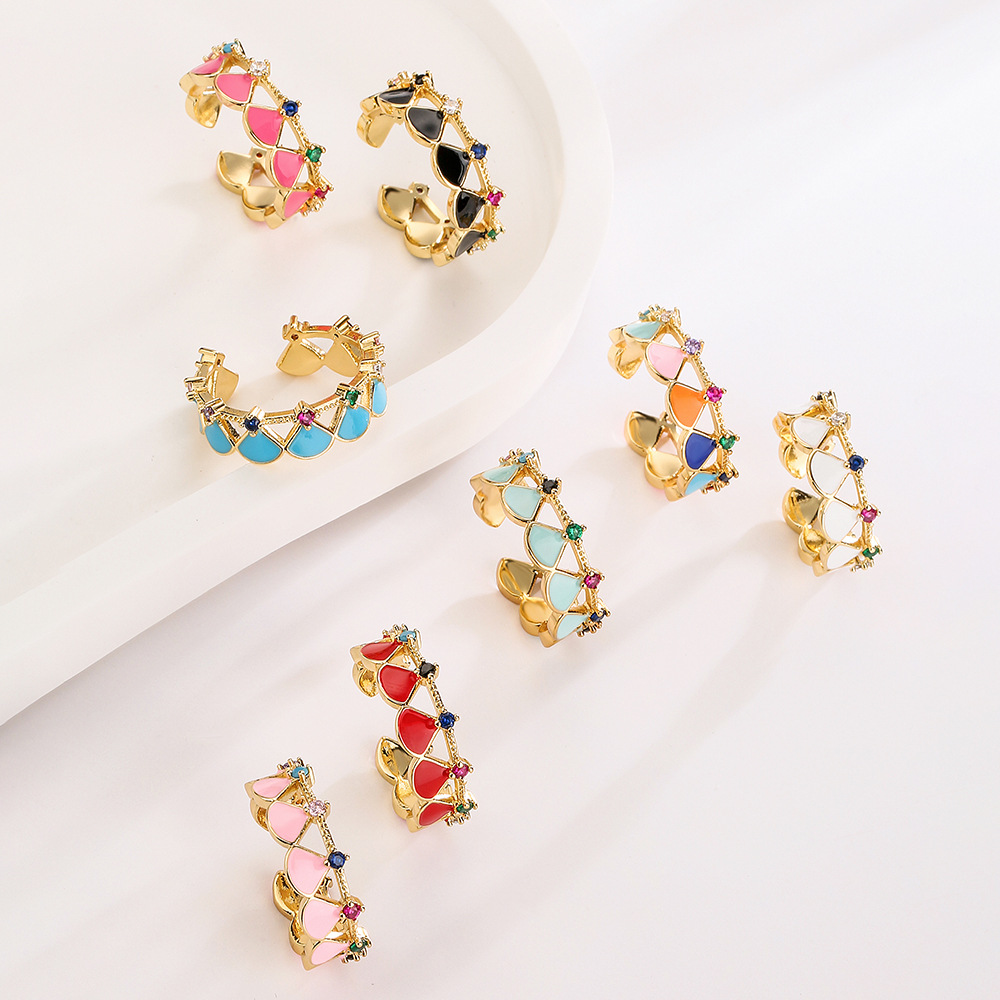 Fashion Geometric Copper Inlay Zircon Open Ring 1 Piece