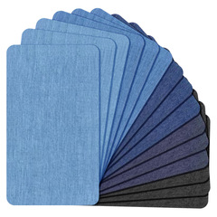 君樂牛仔布裁片長方形橢圓背膠補丁貼布貼可剪包包肘部褲膝部補洞