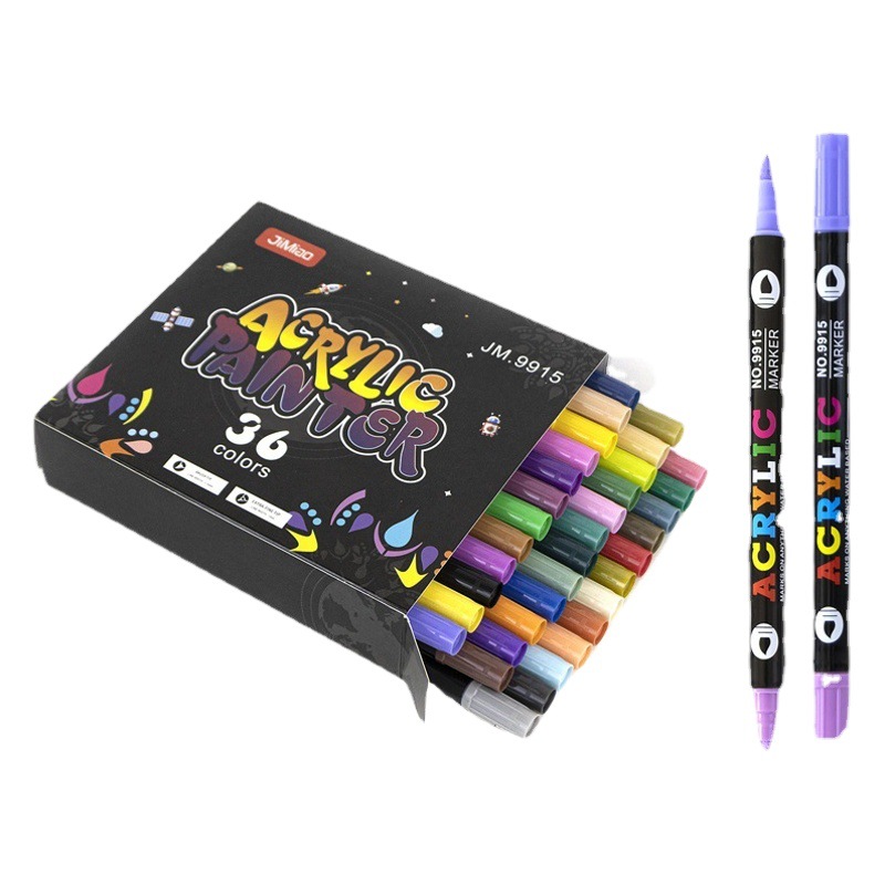 Doble cabeza de dos colores rotulador de acrílico lápiz de secado rápido impermeable opaco acuarela pluma pintada a mano a base de agua Pluma suave-headed Art traje