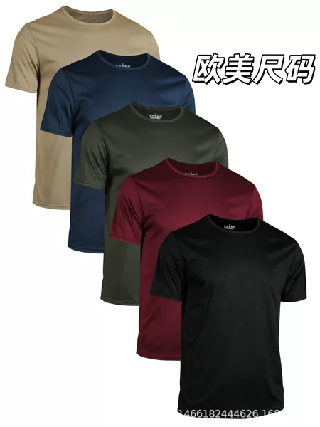 Cross-Border Foreign Trade 5-Piece Set of Sports and Leisure Men's Quick-Drying Clothing, Outdoor Fitness T-Shirts, Running Short-Sleeved Training Clothes